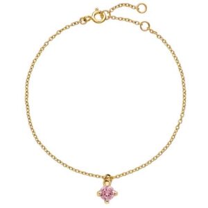 Armbånd i 8 kt. Guld med pink Zirkoniasten - 16 til 19 cm