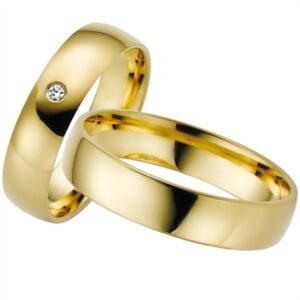 BARTOLI Classic vielsesringe i 8 kt. Guld med Diamant 0,02 ct. - 5 mm