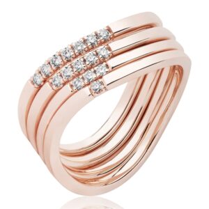 BARTOLI Elegance - Allianceringe 14 kt. Rosaguld med Diamanter - 0,16 ct.