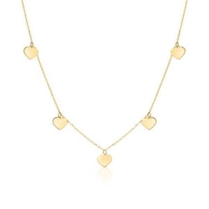 Collier i 9 kt. Guld med Hjerter - 42 til 45 cm