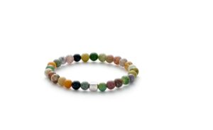 Colorup Indian Agate Sterling Sølv Herrearmbånd fra Alexander Lynggaard med Silikonesnor Og Agat