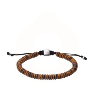 FOSSIL - Tigers Eye Herrearmbånd stål og perler JF03678040