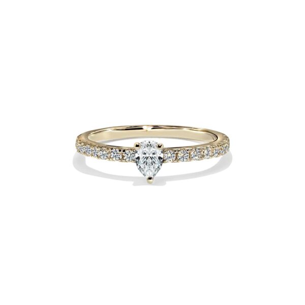 Love solitaire pæreformet diamant forlovelsesring i guld