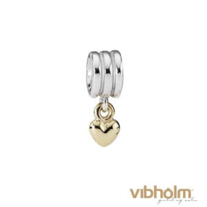 Pandora - Hanging Heart Pendant Charm sølv/14 karat guld 790173