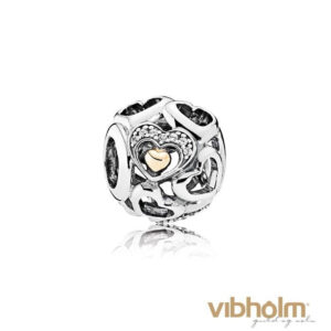 Pandora - Heart of Romance Charm sølv/14 kt guld 792108CZ