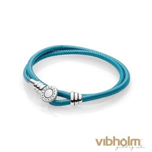 Pandora - Moments Double Leather armbånd turquoise/sterlingsølv 597194CTQ