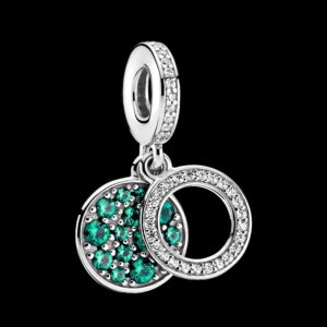 Pandora - Sparkling Green Disc Double charm 799186C02