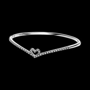 Pandora - Sparkling Wishbone Heart armring