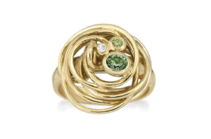 Rabinovich Curlicue Ring i Forgyldt Sølv med Peridot, Kvarts Og Topas