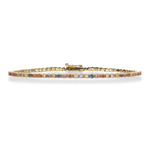 Scrouples - Dazzling rainbow safire tennisarmbånd 14 kt. guld