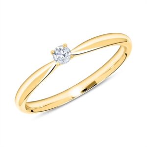 Solitairering 14 kt. Guld med Diamant - 0,10 ct.