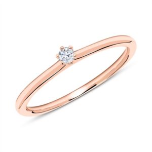 Solitairering i 14 kt. Rosaguld med Diamant - 0,05 ct.