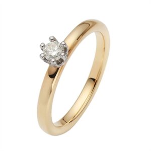 Solitairering i 8 kt Guld og Hvidguld med Diamant - 0,15 ct.