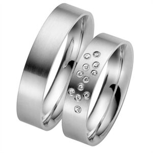 Vielsesringe i Palladium med Diamanter 0,06 ct. - 5 mm