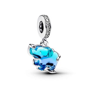 Pandora - Blue Murano Elephant charm Sølv sterlingsølv