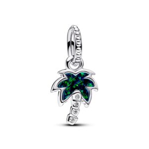 Pandora - Opalescent Green Palm charm Sølv sterlingsølv