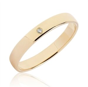 BARTOLI Classic vielsesring i 14 kt. Guld med Diamant 0,01 ct. - 3 mm