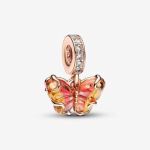 Murano Glass Butterfly Dangle Unik Metalblanding Charm fra Pandora