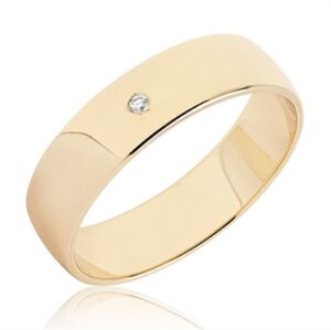 BARTOLI Classic vielsesring i 14 kt. Guld med Diamant 0,01 ct - 5 mm