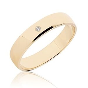 BARTOLI Classic vielsesring i 14 kt. Guld med Diamant 0,01 ct. - 4 mm