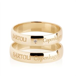 BARTOLI Classic vielsesringe i 14 kt. Guld med Diamant 0,01 ct. - 4 mm