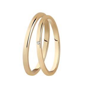 BARTOLI Colibri vielsesringe i 14 kt. Guld med Diamant 0,01 ct. - 1,5 mm