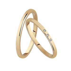 BARTOLI Colibri vielsesringe i 14 kt. Guld med Diamanter 0,03 ct. - 1,5 mm