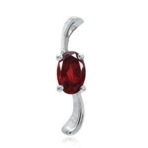 Vedhæng med Rød Garnet - 17mm - m/kæde