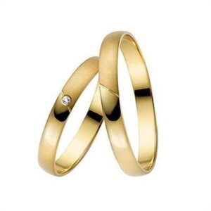 BARTOLI First Vielsesringe i 14 kt. Guld med Diamant 0,01 ct. - 3 mm