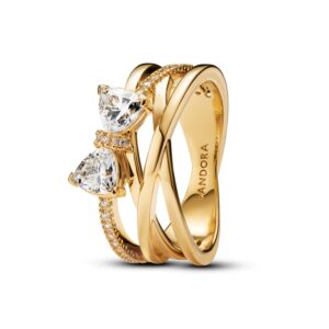 Pandora - Sparkling Bow & Crossover Band Forgyldt metalblanding