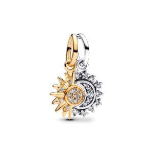 Pandora - Splittable Sun & Moon charm Sølv, forgyldt metalblanding sterlingsølv