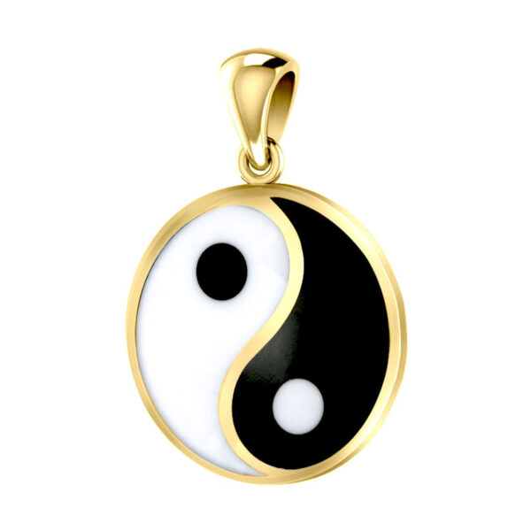 Yin Yang vedhæng - 24mm - u/kæde - Forgyldt - 14 karat guld