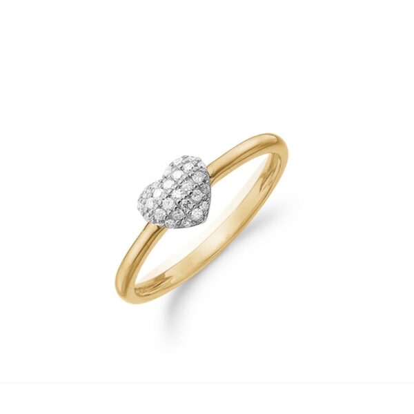 Aagaard - Ring i 14 kt. guld med hjerte og i alt 0,165ct**