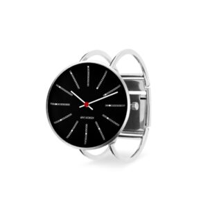 Arne Jacobsen - Bankers Ur Bangle -Ø34 - Sort skive, stål bangle