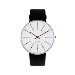 Arne Jacobsen - Bankers Ur -Ø40 - Hvid skive, sort rem