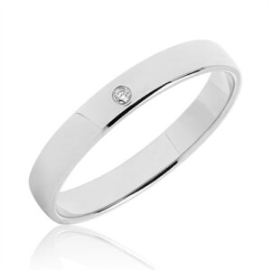 BARTOLI Classic vielsesring i 8 kt. Hvidguld med Diamant 0,01 ct. - 3 mm