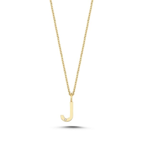 Bogstav vedhæng i 14 kt guld med 0,005ct. 9,5 mm - J