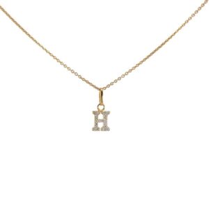 Bogstav vedhæng i 8 karat guld med zirkonia H