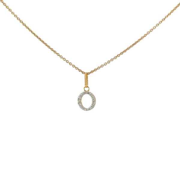 Bogstav vedhæng i 8 karat guld med zirkonia O