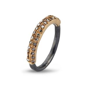 By Birdie Victoria Plain Sterling Sølv Ring med 14 Karat Guld og Brillanter 0,30 Carat