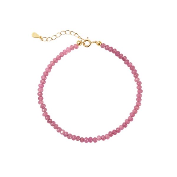 ByBirch - Lotus armbånd i forgyldt sølv m pink jade