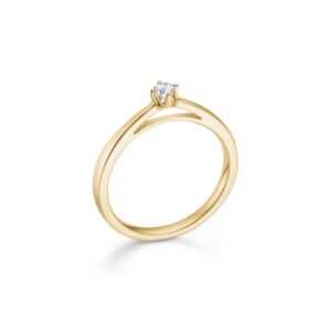 CROWN ring i 14kt. guld m. diamant (0,09ct.)