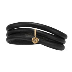 Christina Watches - Heart Beat Love Læderarmbånd med charm i forgyldt sølv
