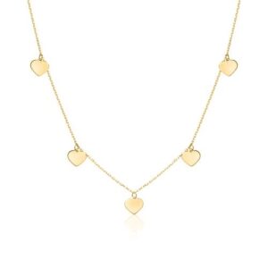 Collier i 9 kt. Guld med Hjerter - 42 til 45 cm