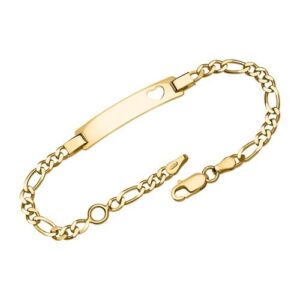 Figaro armbånd i forgyldt Sølv med Hjerte 16 eller 19 cm - Mulighed for gravering