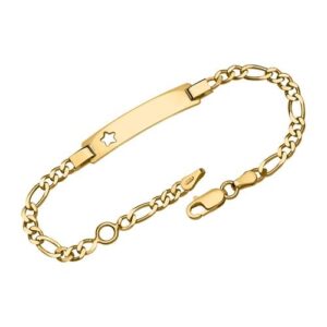 Figaro armbånd i forgyldt Sølv med Stjerne 16 eller 19 cm - Mulighed for gravering
