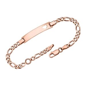 Figaro armbånd i rosaforgyldt Sølv med Hjerte 16 og 19 cm - Mulighed for gravering