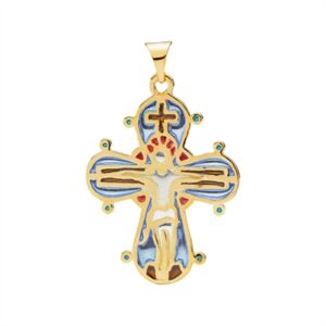 Forgyldt og farvet Dagmarkors i Sølv - 20 x 24 mm