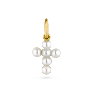 Gold Medium Pearl Cross Pendant for Creole - Jane Kønig