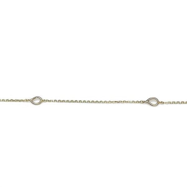 Guld&Sølv Design - Ankelkæde i 8kt. guld med dråber (27 cm)**